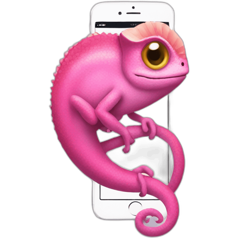 pink Chameleon with an iPhone emoji