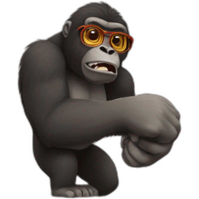 Gorilla punching a Boy with glasses emoji