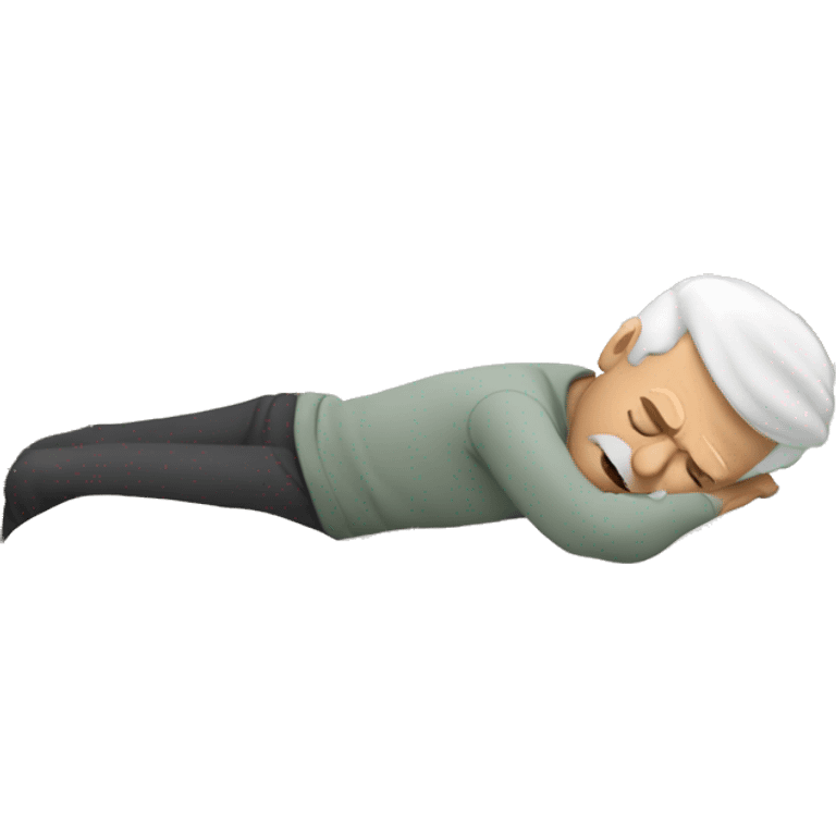 An old man, white hair, sleeping on bed emoji