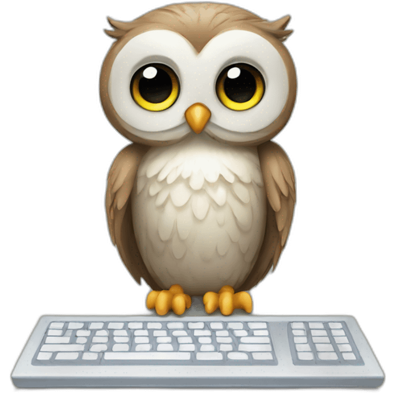 baby owl with computer emoji