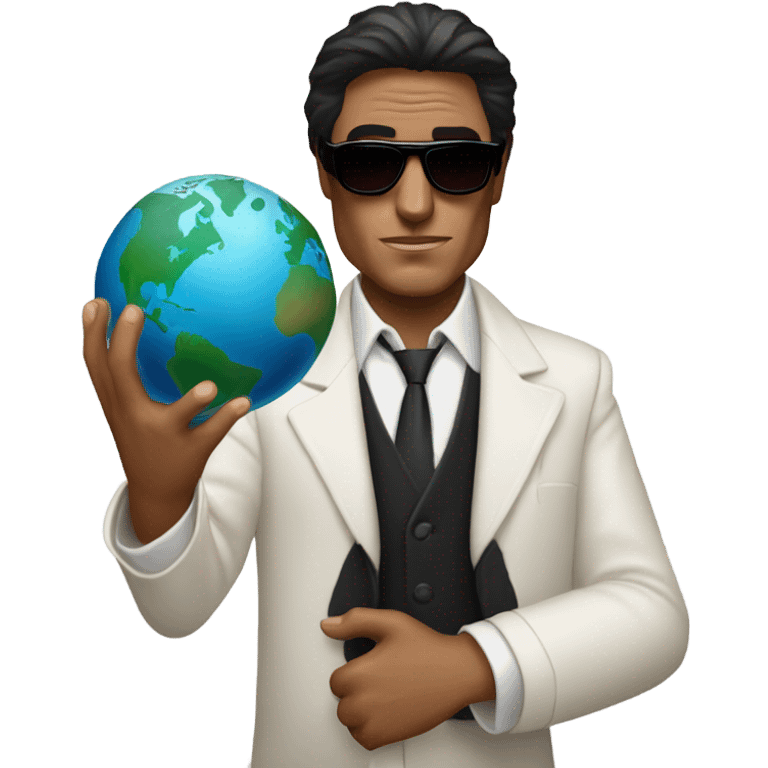 Tony Montana sunglasses with the world in his hands emoji