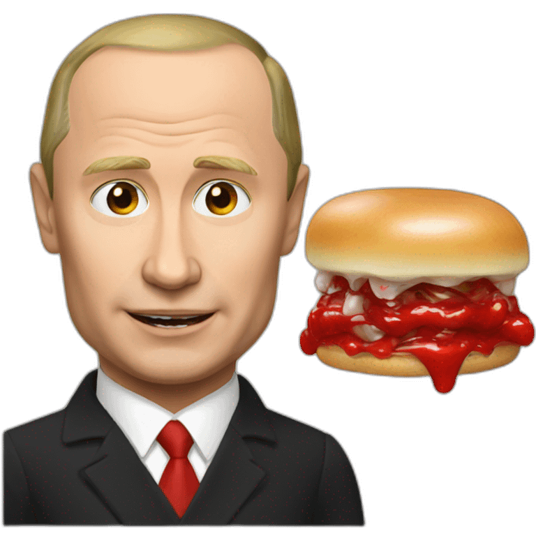 Putin with red ketchup vampire emoji