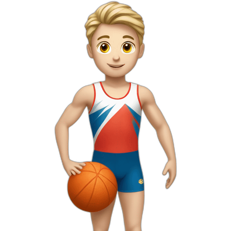 sporty european boy in gymnast uniform emoji