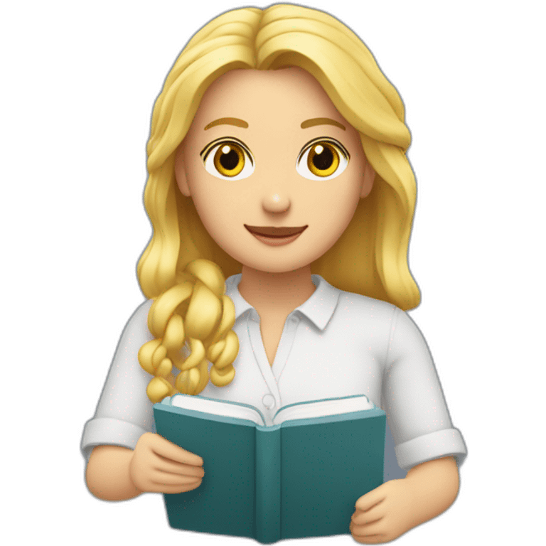 Escritora rubia con rulos emoji