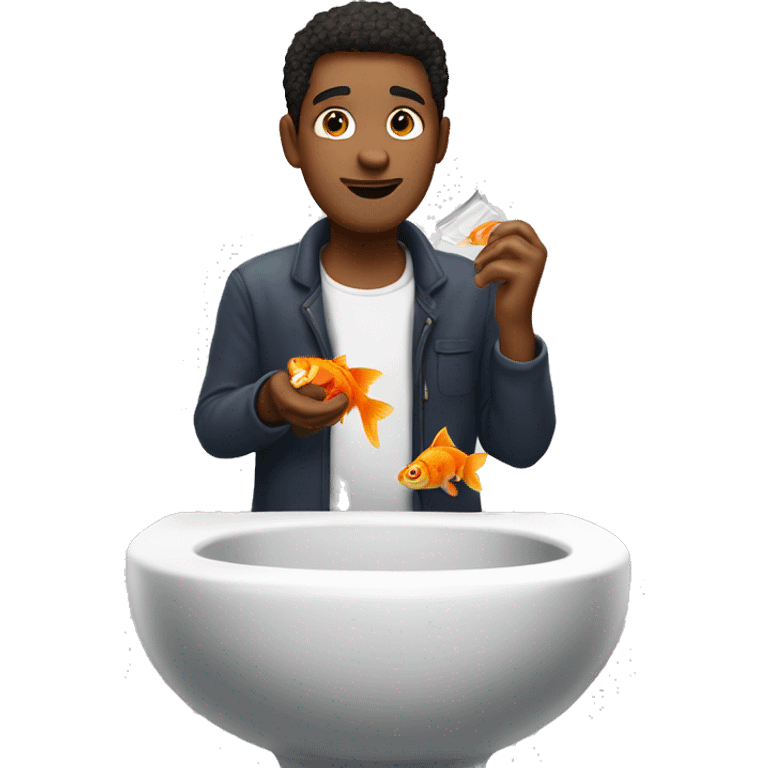 a guy eating goldfish  he gets a call and he needs to go meet skibidi toliet to help him go back to normal emoji