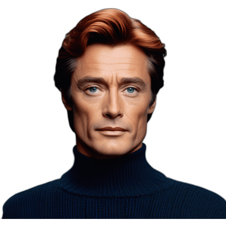 Alain delon blue eyes turtleneck sweater red hair emoji