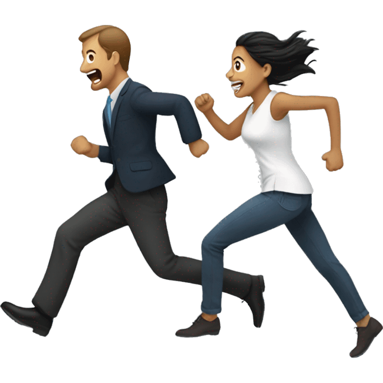 women chasing man emoji