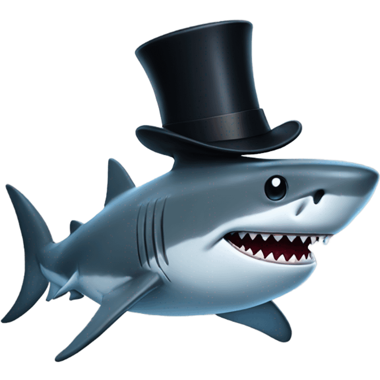 Shark with a top hat emoji