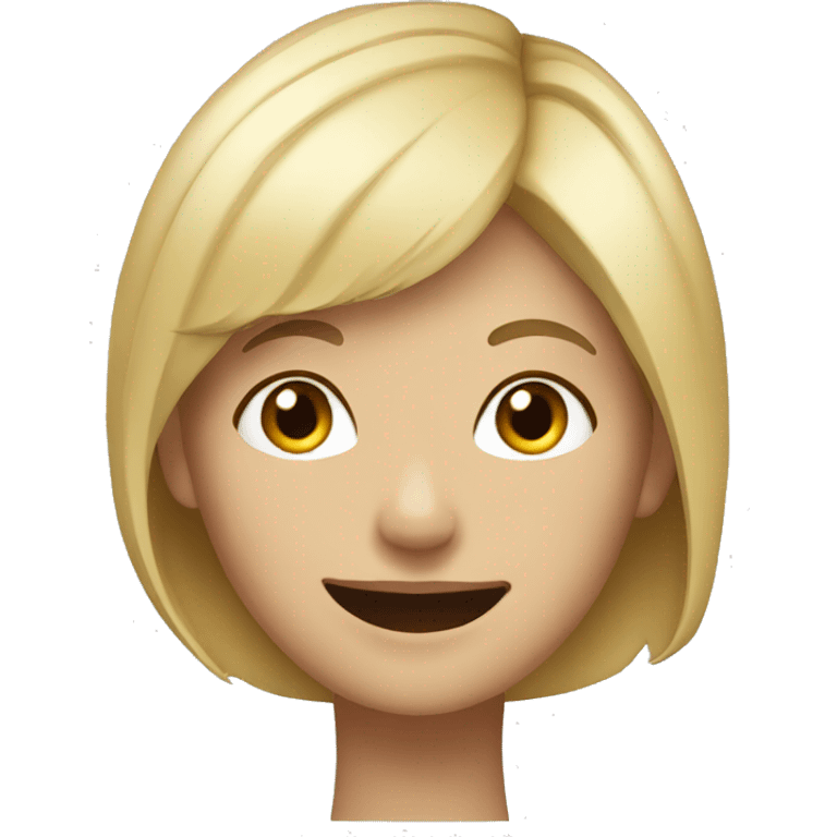 Girl with short blonde hair, smiling emoji