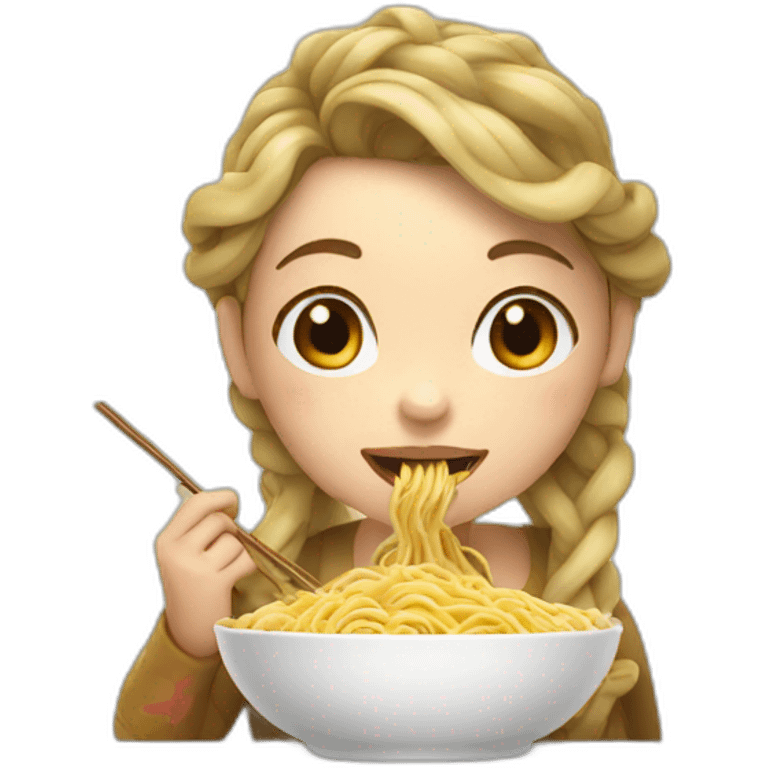 A princess eating noodles  emoji