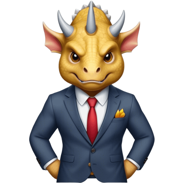 angry face of a triceratops in a suit emoji