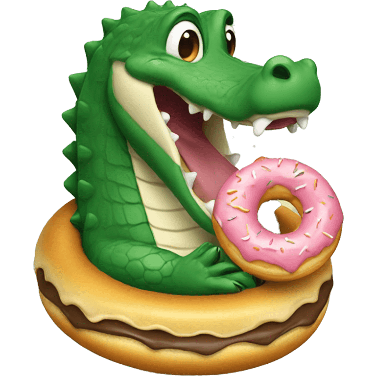 Alligator eating a doughnut emoji