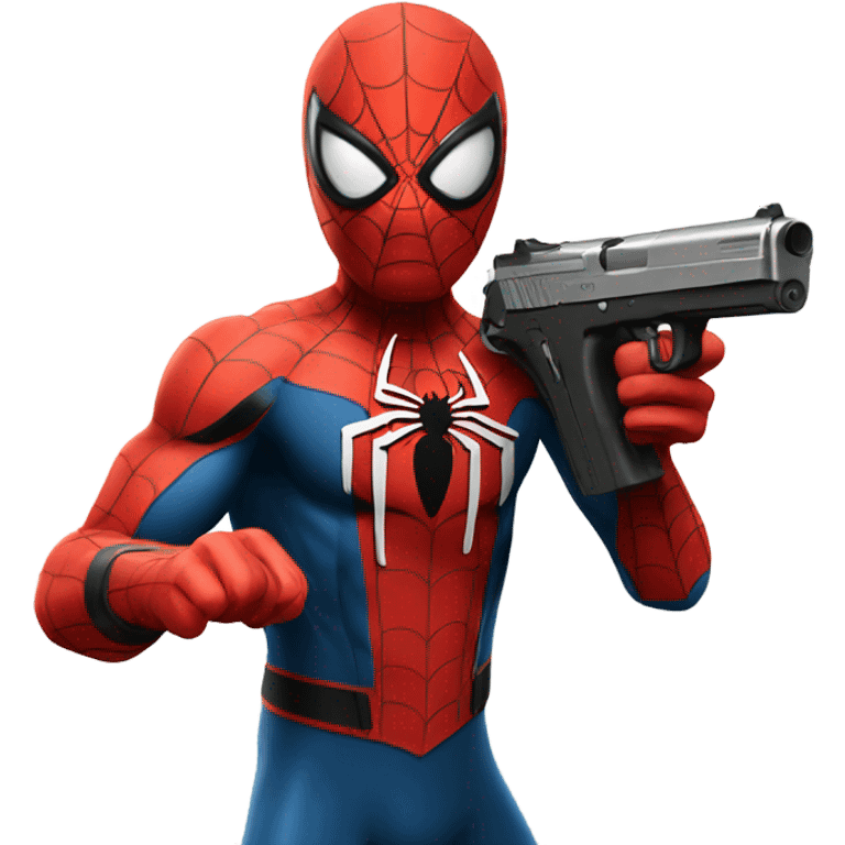 Spider-Man with a gun emoji