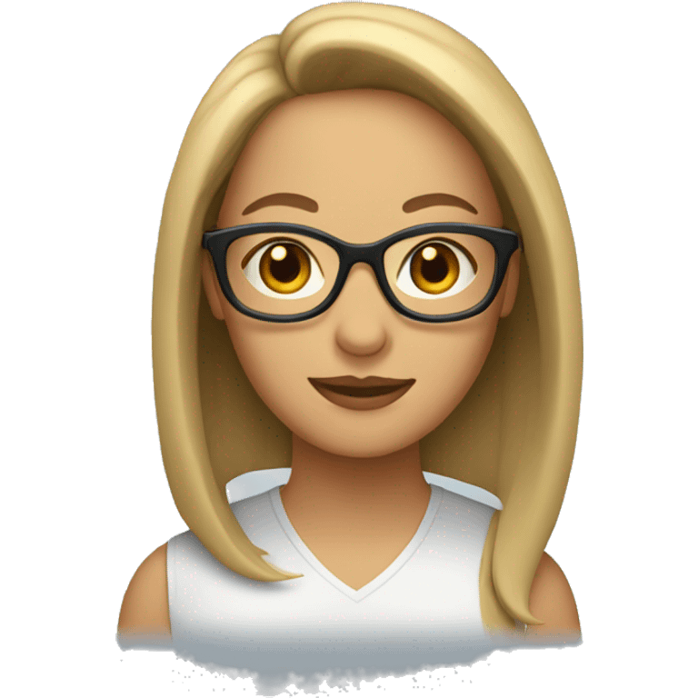 Lady with shoulder length hair and glasses emoji