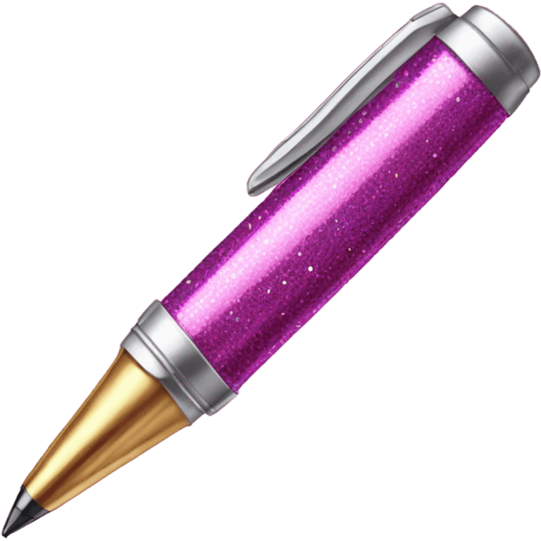 Pink pen and paper with glitter emoji