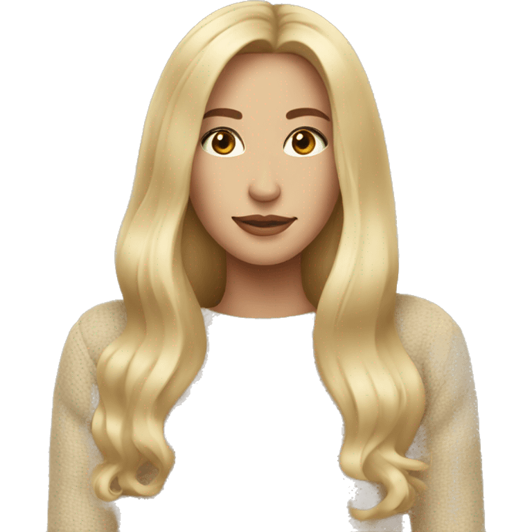 Blonde long hair women beige sweater emoji