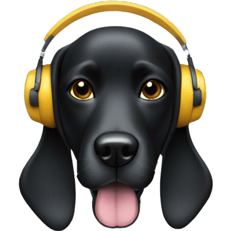 black dog in a headphones emoji