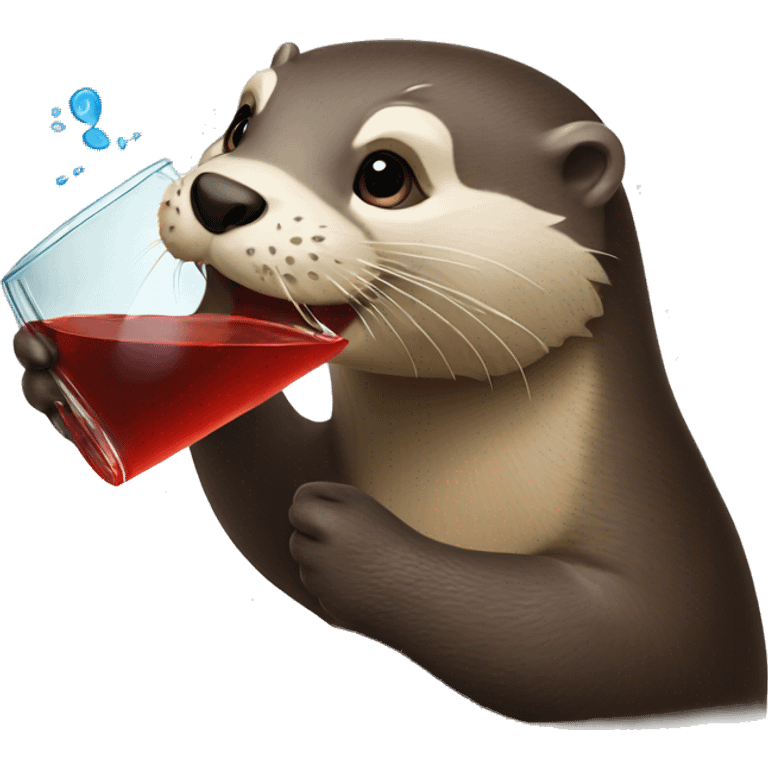 Otter drinking a last word emoji