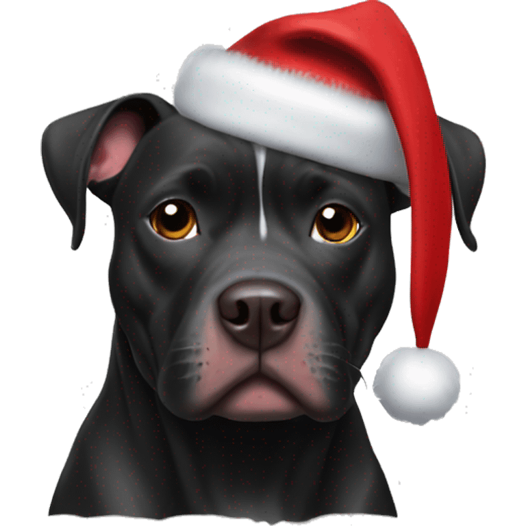 Black pitbull with Santa cap  emoji