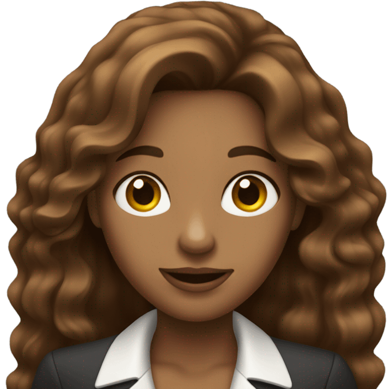 business woman with long wavy brown hair on the iphone emoji