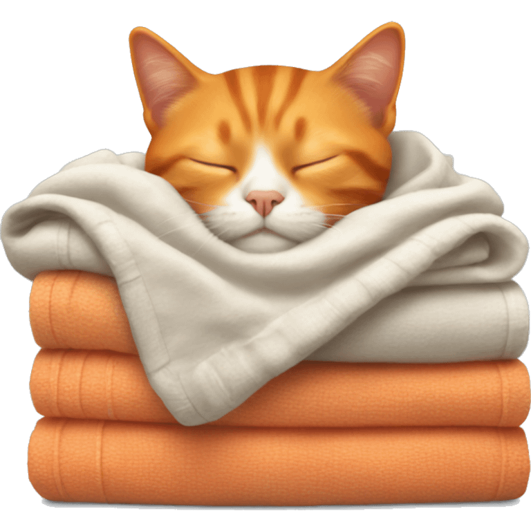 orange cat sleeping on clothes emoji