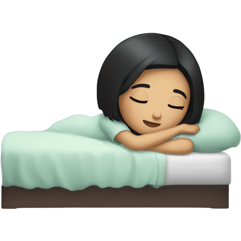 Girl with short black hair sleeping emoji