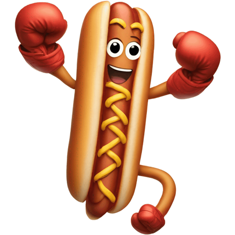 Hotdog  man with boxing gloves on emoji