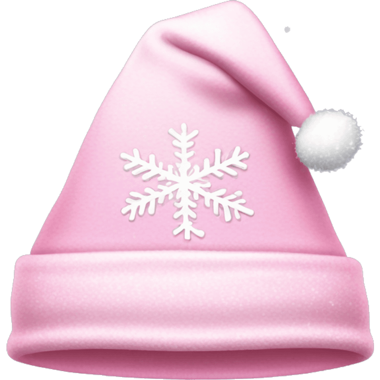 Light pink Santa hat with sparkly snowflakes  emoji