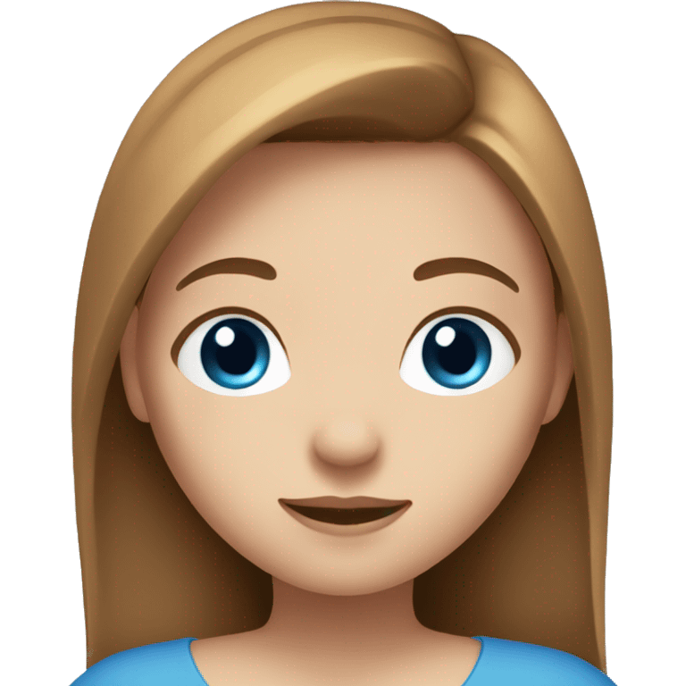 a girl with a blue eyes, and brown straight hair, also light skin emoji