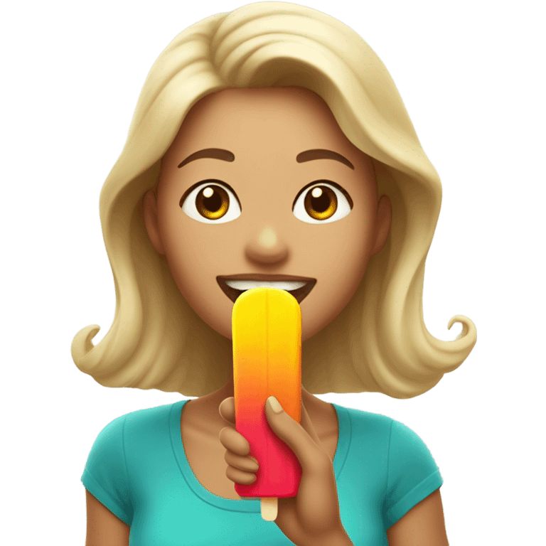 Woman eating popsicle  emoji