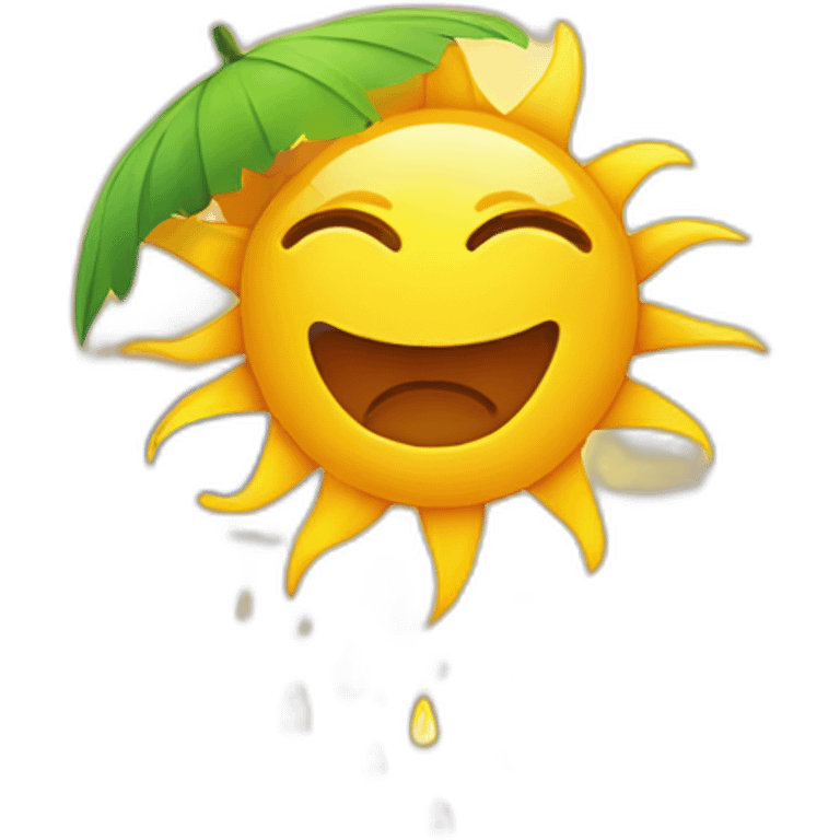 El sol radiante en la playa emoji