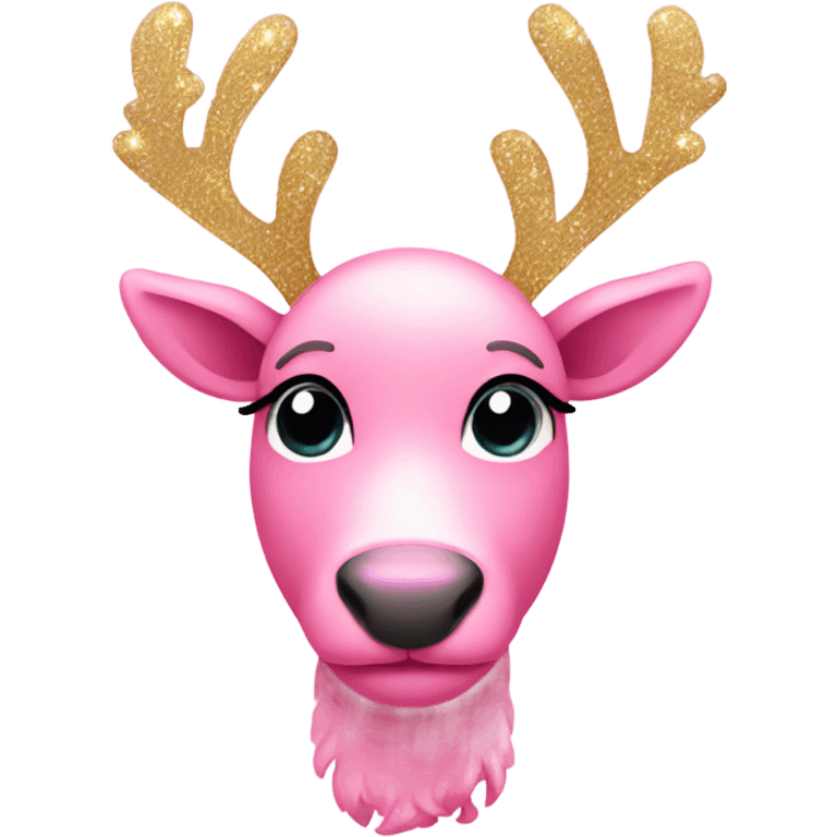 pink reindeer with pink bows and sparkles  emoji