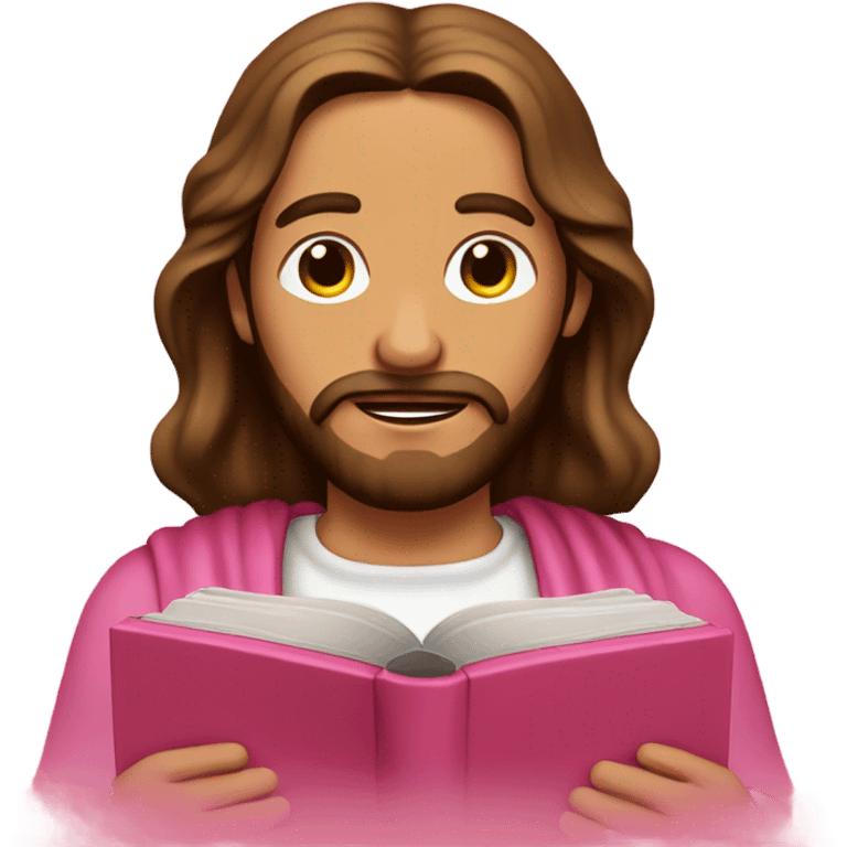 Jesus with pink bible emoji