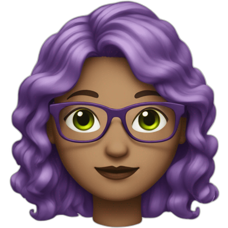 curvy-white-woman,wavy-purple-hair,green-eyes-square-glasses emoji