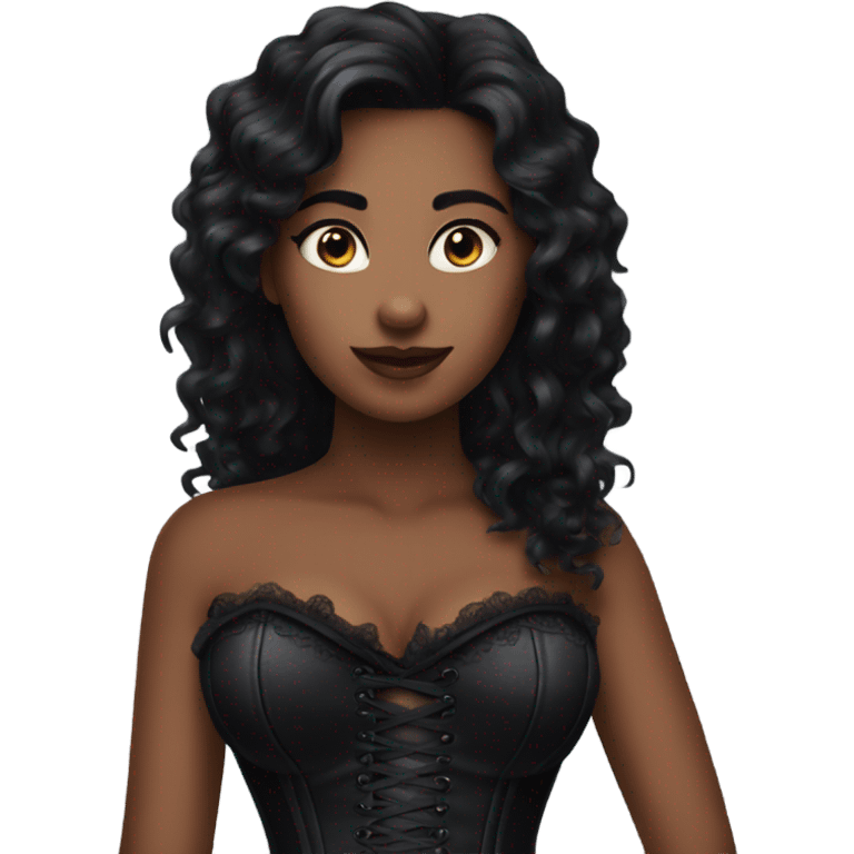 dark hair black corset emoji