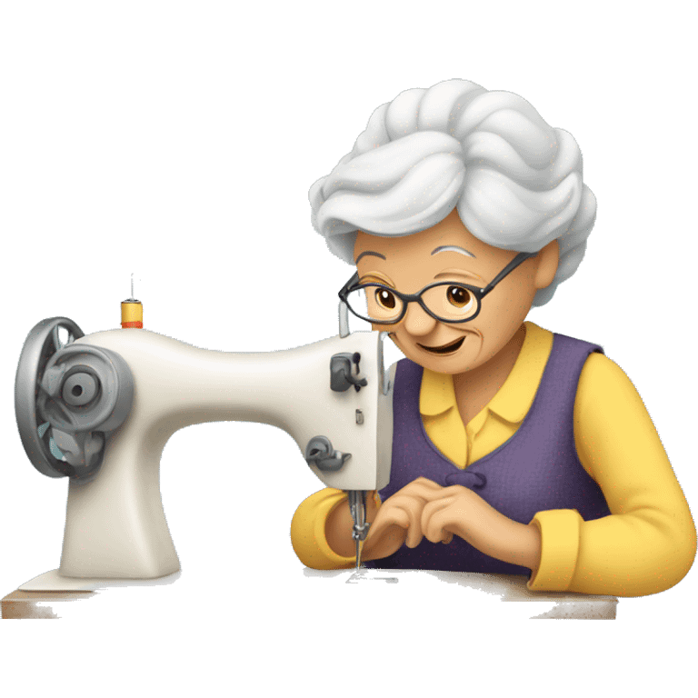 Old lady at sewing machine emoji