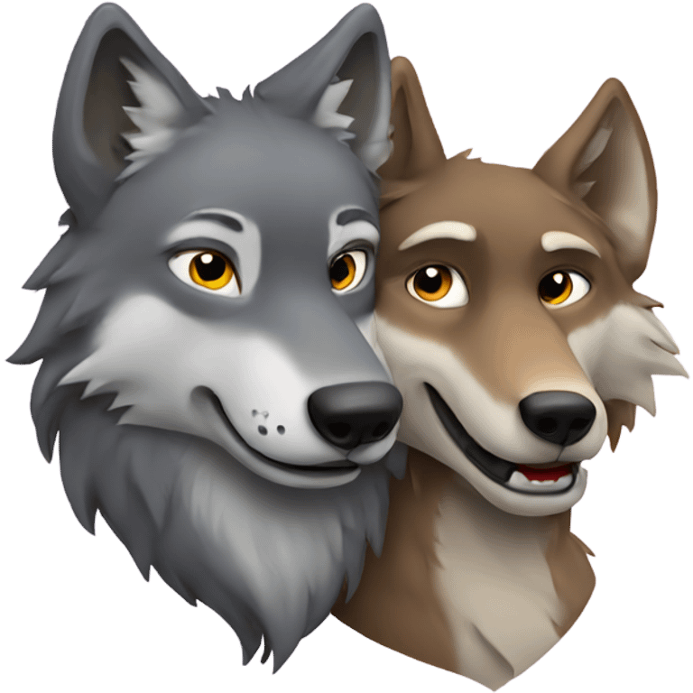 Wolf with another wolf in love emoji