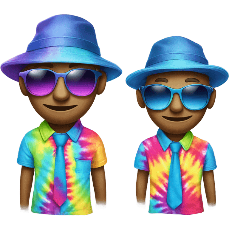 funny alien with hat and sunglasses wearing tye dye emoji