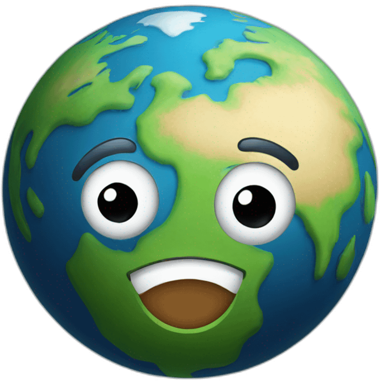 planet earth with cartoon face with smiling eyes emoji