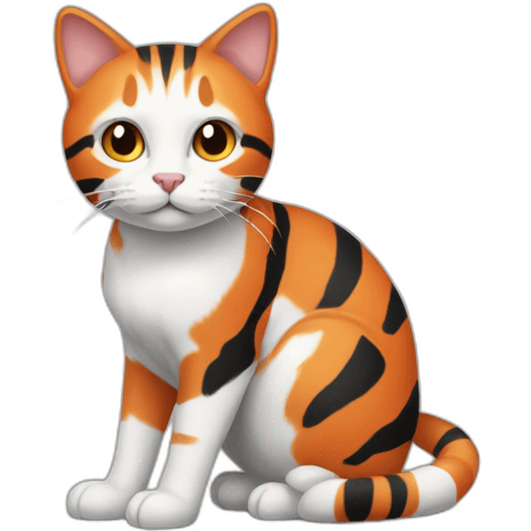 striped cat with orange black and white color emoji