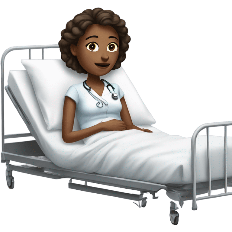 Realistic women in hospital bed emoji