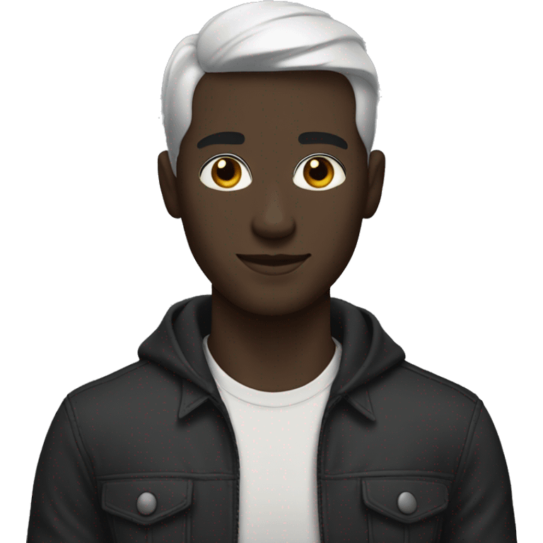 Homme, black veryshort hair, black skin emoji