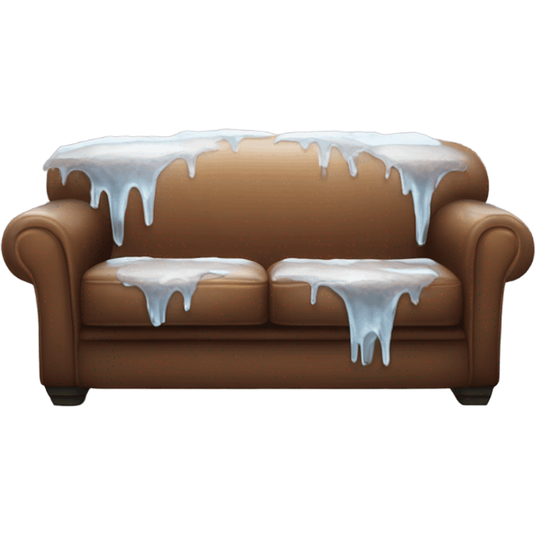 Brown sofa covered in ice emoji