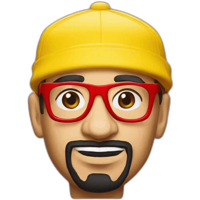 Ali G wearing red acrylic  emoji