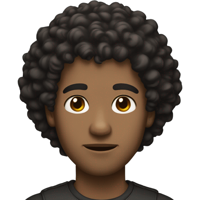 Guy with black big curls, light skin, brown eyes  emoji