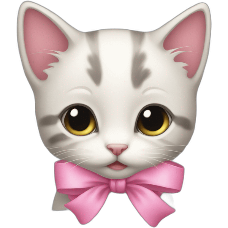 Shy kitten with pink bow waiting  emoji