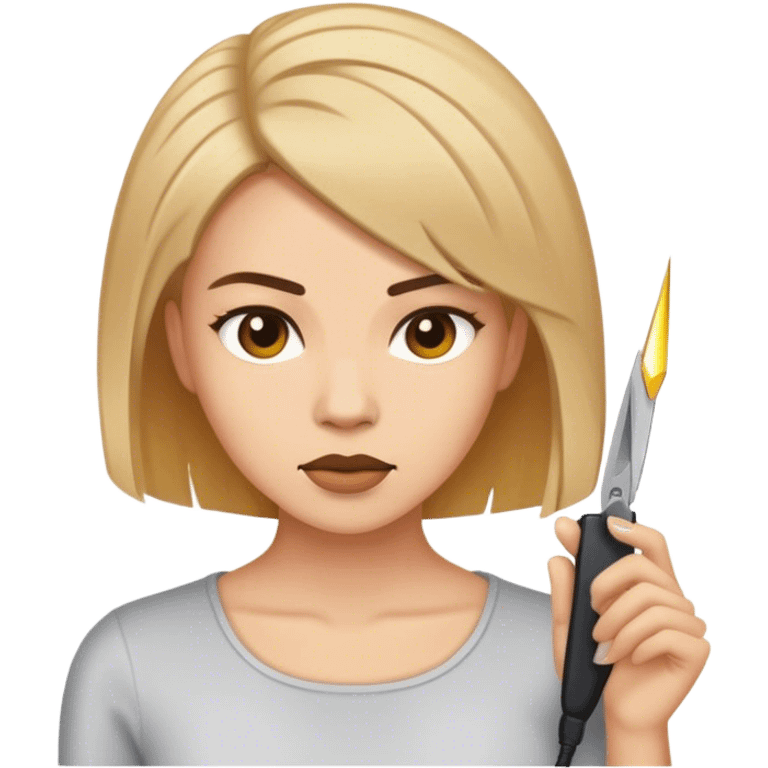 Woman cutting her hair on impulse emoji