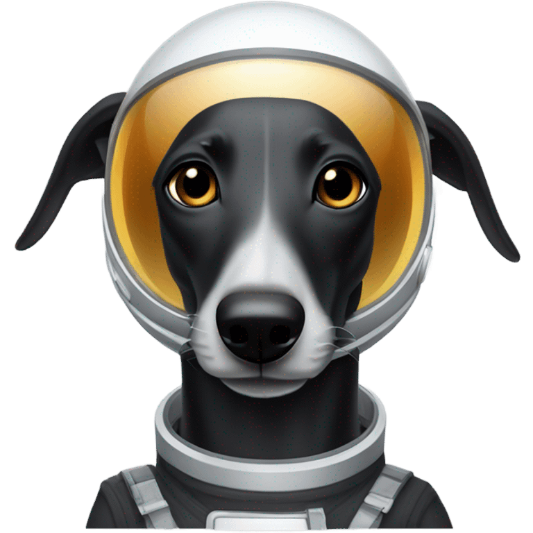 Black greyhound dressed as an astronaut  emoji