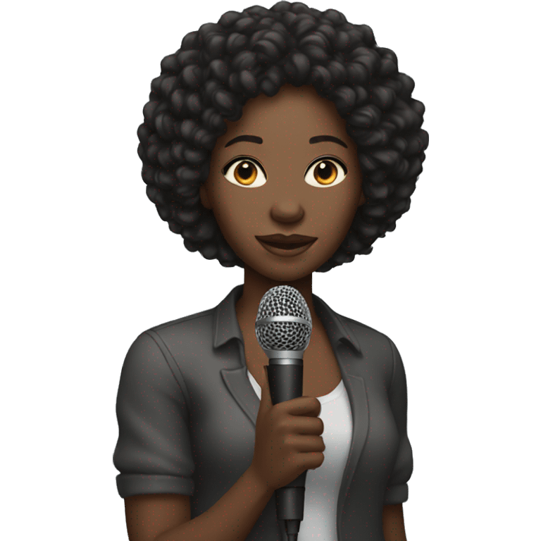 black woman holding a mic emoji