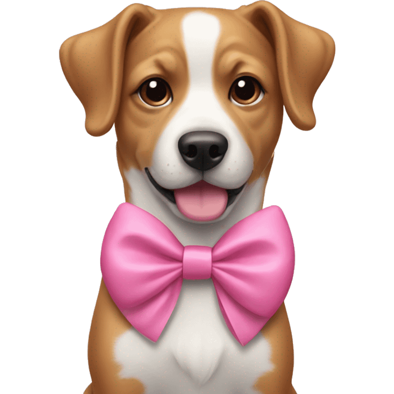 Dog wearing a pink bow emoji